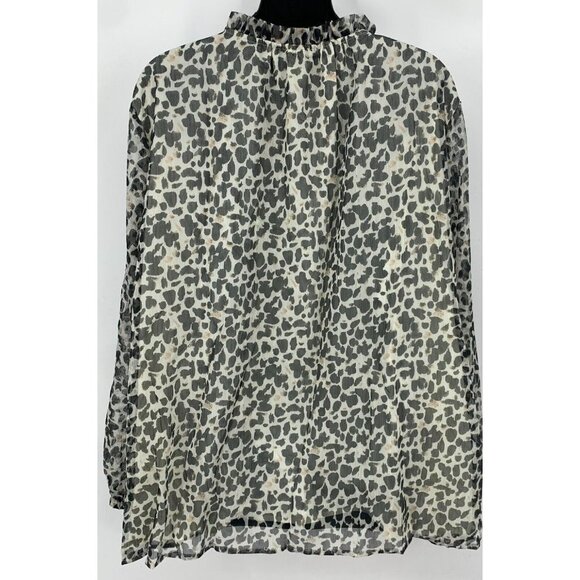 Ava & Viv Top Plus 3X Black White Abstract Elastic Sleeve Tie Front Women New - Picture 3 of 10